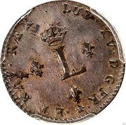 France 2 Sols Louis XV 1750 AA KM# 500.2 LUD XV D G FR ET NAV REX L coin obverse France 2 Sols Louis XV 1750 AA KM# 500.2 LUD XV D G FR ET NAV REX L coin obverse
