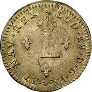 France 2 Sols Louis XV 1762 BB KM# 500.4 LUD XV D G FR ET NAV REX L coin obverse France 2 Sols Louis XV 1762 BB KM# 500.4 LUD XV D G FR ET NAV REX L coin obverse