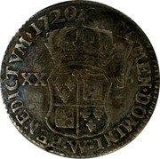 France 20 Sols (1/6 ECU) Louis XV 1720 W KM# 440.21 SIT NOMEN DOMINI W BENEDICTVM 1720 XX S coin reverse France 20 Sols (1/6 ECU) Louis XV 1720 W KM# 440.21 SIT NOMEN DOMINI W BENEDICTVM 1720 XX S coin reverse