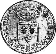 France 20 Sols (1/6 ECU) (Louis XV) KM# 454.7 SIT NOMEN DOMINI E BENEDICTUM 1721 coin reverse France 20 Sols (1/6 ECU) (Louis XV) KM# 454.7 SIT NOMEN DOMINI E BENEDICTUM 1721 coin reverse