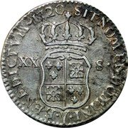 France 20 Sols (1/6 ECU) Louis XV 1719 Y KM# 440.23 SIT NOMEN DOMINI Y BENEDICTVM 1720 XX S coin reverse France 20 Sols (1/6 ECU) Louis XV 1719 Y KM# 440.23 SIT NOMEN DOMINI Y BENEDICTVM 1720 XX S coin reverse