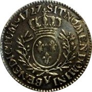 France 24 Sols (1/5 ECU) Louis XV 1727 Y KM# 482.21 SIT NOMEN DOMINI Y BENEDICTUM 1727 coin reverse France 24 Sols (1/5 ECU) Louis XV 1727 Y KM# 482.21 SIT NOMEN DOMINI Y BENEDICTUM 1727 coin reverse