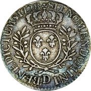 France 24 Sols (1/5 ECU) Louis XV 1728 D KM# 482.5 SIT NOMEN DOMINI D BENEDICTUM 1728 coin reverse