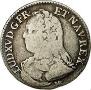 France 24 Sols (1/5 ECU) Louis XV 1728 T KM# 482.17 LUD XV D G FR ET NAV REX coin obverse France 24 Sols (1/5 ECU) Louis XV 1728 T KM# 482.17 LUD XV D G FR ET NAV REX coin obverse
