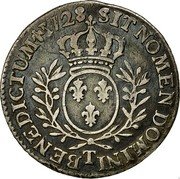 France 24 Sols (1/5 ECU) Louis XV 1728 T KM# 482.17 SIT NOMEN DOMINI T BENEDICTUM 1728 coin reverse France 24 Sols (1/5 ECU) Louis XV 1728 T KM# 482.17 SIT NOMEN DOMINI T BENEDICTUM 1728 coin reverse