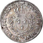 France 24 Sols (1/5 ECU) Louis XV 1729 M KM# 482.11 SIT NOMEN DOMINI M BENEDICTUM 1729 coin reverse France 24 Sols (1/5 ECU) Louis XV 1729 M KM# 482.11 SIT NOMEN DOMINI M BENEDICTUM 1729 coin reverse