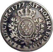 France 24 Sols (1/5 ECU) Louis XVI 1777 Cow KM# 570 SIT NOMEN DOMINI BENEDICTUM 1777 coin reverse France 24 Sols (1/5 ECU) Louis XVI 1777 Cow KM# 570 SIT NOMEN DOMINI BENEDICTUM 1777 coin reverse