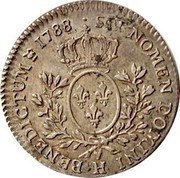 France 24 Sols (1/5 ECU) Louis XVI 1788 H KM# 569.4 SIT NOMEN DOMINI H BENEDICTUM 1788 coin reverse France 24 Sols (1/5 ECU) Louis XVI 1788 H KM# 569.4 SIT NOMEN DOMINI H BENEDICTUM 1788 coin reverse
