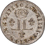 France 30 Deniers Louis XIV 1713 AA KM# 378.1 LVD XIIII FR ET NAV REX 1709 LL coin obverse France 30 Deniers Louis XIV 1713 AA KM# 378.1 LVD XIIII FR ET NAV REX 1709 LL coin obverse
