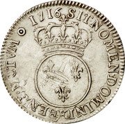 France 30 Sols (1/4 ECU) Louis XV 1716 K KM# 419.10 SIT NOMEN DOMINI K BENEDICTVM 1716 coin reverse