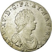 France 30 Sols (1/4 ECU) Louis XV 1716 Numeral 9 KM# 419.22 LVD XV D G FR ET NAV REX coin obverse France 30 Sols (1/4 ECU) Louis XV 1716 Numeral 9 KM# 419.22 LVD XV D G FR ET NAV REX coin obverse