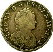 France 30 Sols (1/4 ECU) Louis XV 1716 W KM# 419.18 LUD XV D G FR ET NAV REX coin obverse France 30 Sols (1/4 ECU) Louis XV 1716 W KM# 419.18 LUD XV D G FR ET NAV REX coin obverse