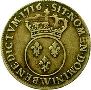 France 30 Sols (1/4 ECU) Louis XV 1716 W KM# 419.18 SIT NOMEN DOMINI W BENEDICTVM 1716 coin reverse France 30 Sols (1/4 ECU) Louis XV 1716 W KM# 419.18 SIT NOMEN DOMINI W BENEDICTVM 1716 coin reverse