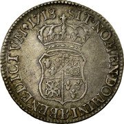 France 30 Sols (1/4 ECU) Louis XV 1718 B KM# 433.3 SIT NOMEN DOMINI B BENEDICTVM 1718 coin reverse