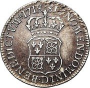 France 30 Sols (1/4 ECU) Louis XV 1718 D KM# 433.5 SIT NOMEN DOMINI D BENEDICTVM 1718 coin reverse France 30 Sols (1/4 ECU) Louis XV 1718 D KM# 433.5 SIT NOMEN DOMINI D BENEDICTVM 1718 coin reverse