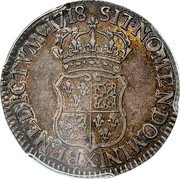 France 30 Sols (1/4 ECU) Louis XV 1718 X KM# 433.12 SIT NOMEN DOMINI X BENEDICTVM 1718 coin reverse