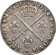 France 33 Sols Louis XIV 1707 BB KM# 371 ARGENTINENSIS MONETA NOVA coin obverse