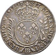 France 33 Sols Louis XIV 1707 BB KM# 371 SIT NOMEN DOMINI BB BENEDICTVM 1705 coin reverse