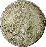 France 5 Sols (1/16 ECU) Louis XIV 1702 A KM# 337.1 LVD XIV D G FR ET NAV REX 1702 coin obverse France 5 Sols (1/16 ECU) Louis XIV 1702 A KM# 337.1 LVD XIV D G FR ET NAV REX 1702 coin obverse