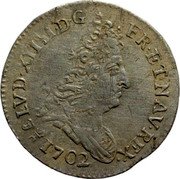 France 5 Sols (1/16 ECU) Louis XIV 1702 M KM# 337.13 LVD XIIII D G FR ET NAV REX 1702 coin obverse