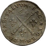 France 5 Sols (1/16 ECU) Louis XIV 1702 M KM# 337.13 M DOMINE SALVUM FAC REGEM coin reverse
