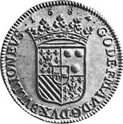 France 5 Sols Geoffrey Maurice 1684 Restrike c.1845-60 KM# 45 GODE F M A V D G DVX BVLLIONEVS 1684 coin reverse France 5 Sols Geoffrey Maurice 1684 Restrike c.1845-60 KM# 45 GODE F M A V D G DVX BVLLIONEVS 1684 coin reverse