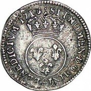 France 6 Sols (1/20 ECU) Louis XV 1716 & KM# 416.4 SIT NOMEN DOMINI 9 BENEDICTVM 1716 coin reverse France 6 Sols (1/20 ECU) Louis XV 1716 & KM# 416.4 SIT NOMEN DOMINI 9 BENEDICTVM 1716 coin reverse