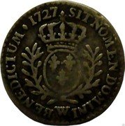 France 6 Sols (1/20 ECU) Louis XV 1727 W KM# 480.21 SIT NOMEN DOMINI W BENEDICTUM 1727 coin reverse