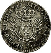 France 6 Sols (1/20 ECU) Louis XV 1728 D KM# 480.6 SIT NOMEN DOMINI D BENEDICTUM 1728 coin reverse France 6 Sols (1/20 ECU) Louis XV 1728 D KM# 480.6 SIT NOMEN DOMINI D BENEDICTUM 1728 coin reverse
