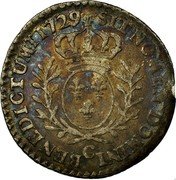 France 6 Sols (1/20 ECU) Louis XV 1729 C KM# 480.5 SIT NOMEN DOMINI C BENEDICTUM 1729 coin reverse