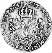 France 6 Sols (1/20 ECU) Louis XV 1748 O KM# 510.10 SIT NOMEN DOMINI O BENEDICTUM 1748 coin reverse France 6 Sols (1/20 ECU) Louis XV 1748 O KM# 510.10 SIT NOMEN DOMINI O BENEDICTUM 1748 coin reverse