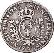 France 6 Sols (1/20 ECU) Louis XV 1748 W KM# 510.16 SIT NOMEN DOMINI W BENEDICTUM 1748 coin reverse France 6 Sols (1/20 ECU) Louis XV 1748 W KM# 510.16 SIT NOMEN DOMINI W BENEDICTUM 1748 coin reverse