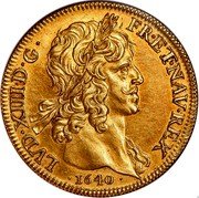 France 8 Louis D'or Louis XIII 1640 A KM# 112 LVD XIII D G FR ET NAV REX coin obverse France 8 Louis D'or Louis XIII 1640 A KM# 112 LVD XIII D G FR ET NAV REX coin obverse