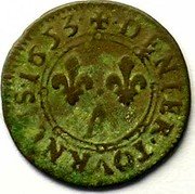 France Denier Tournois Nevers & Rethel Coinage 1652 A KM# 47 DENIER TOVRNUIS 1653 A coin reverse