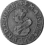 France Double Tournois Marie de Montpensier 1624 KM# 24 MARIE. SOVVER. DE. DOMBES. B. coin obverse