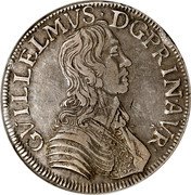 France ECU William IX 1649 KM# 98 GVILLELMVS D G PRIN AVR coin obverse France ECU William IX 1649 KM# 98 GVILLELMVS D G PRIN AVR coin obverse