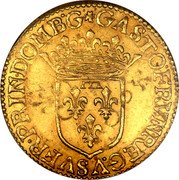 France ECU D’or Gaston de Orleans 1641 FR# 129 GASTO FR VN REG VSVFR PRIN DOMB G coin obverse France ECU D’or Gaston de Orleans 1641 FR# 129 GASTO FR VN REG VSVFR PRIN DOMB G coin obverse