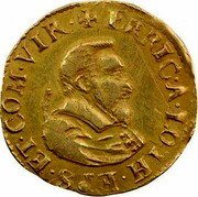 France Florin D’or Eric. Verdun Coinage 1608 KM# 11 ERRIC A LOTH EPS ET COM VIR coin obverse France Florin D’or Eric. Verdun Coinage 1608 KM# 11 ERRIC A LOTH EPS ET COM VIR coin obverse