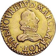 France Florin D’or Francis de Bourbon ND (1605) KM# 18 F DE BOVRB LVD MARGAR A LOT coin obverse France Florin D’or Francis de Bourbon ND (1605) KM# 18 F DE BOVRB LVD MARGAR A LOT coin obverse