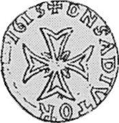 France Liard Marie de Montpensier 1615 KM# A22 DNS. ADIVTOR. MEVS. 1615 coin reverse France Liard Marie de Montpensier 1615 KM# A22 DNS. ADIVTOR. MEVS. 1615 coin reverse