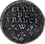 France Liard Louis XIV 1707 W KM# 284.17 LIARD DE FRANCE W coin reverse France Liard Louis XIV 1707 W KM# 284.17 LIARD DE FRANCE W coin reverse