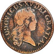 France Liard Louis XV 1720 BB KM# 450.3 LUDOVICUS XV DEI GRATIA coin obverse