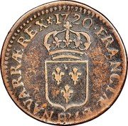 France Liard Louis XV 1720 BB KM# 450.3 FRANC ET BB NAVARRAE REX 17 20 coin reverse