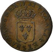 France Liard Louis XV 1721 S KM# 450.4 FRANC ET S NAVARR REX 17 21 coin reverse France Liard Louis XV 1721 S KM# 450.4 FRANC ET S NAVARR REX 17 21 coin reverse
