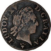 France Liard Louis XV 1770 S KM# 543.9 LUDOV XV D GRATIA coin obverse France Liard Louis XV 1770 S KM# 543.9 LUDOV XV D GRATIA coin obverse