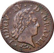 France Liard Louis XV 1772 N KM# 543.8 LUDOV XV D GRATIA coin obverse France Liard Louis XV 1772 N KM# 543.8 LUDOV XV D GRATIA coin obverse
