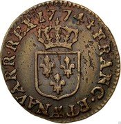 France Liard Louis XV 1774 AA KM# 543.2 FRANC ET AA NAVARR REX 17 74 coin reverse France Liard Louis XV 1774 AA KM# 543.2 FRANC ET AA NAVARR REX 17 74 coin reverse