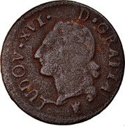 France Liard Louis XVI 1784 I KM# 585.7 LUDOV XVI D GRATIA coin obverse France Liard Louis XVI 1784 I KM# 585.7 LUDOV XVI D GRATIA coin obverse