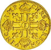 France Louis D'or Louis XIV 1651 I KM# 157.10 CHRS REGN VINC IMP I LL coin reverse France Louis D'or Louis XIV 1651 I KM# 157.10 CHRS REGN VINC IMP I LL coin reverse
