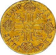 France Louis D'or Louis XIV 1652 X KM# 157.20 CHRS REGN VINC IMP X LL coin reverse France Louis D'or Louis XIV 1652 X KM# 157.20 CHRS REGN VINC IMP X LL coin reverse
